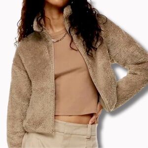ARITZIA Sunday Best Sherpa Teddy Fleece Zip Jacket Sz. Medium